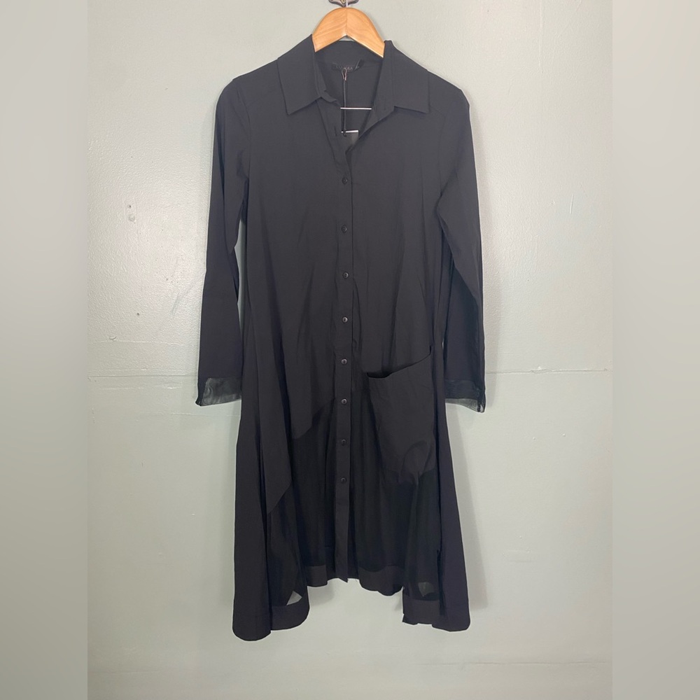 Luukaa Black Button Down Midi Dress Tule Size 10